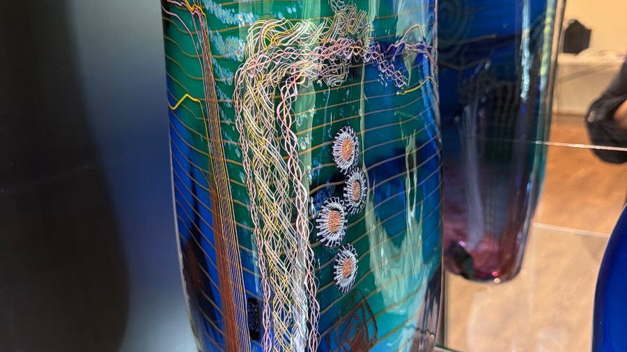 Blue and gold modern art style vase