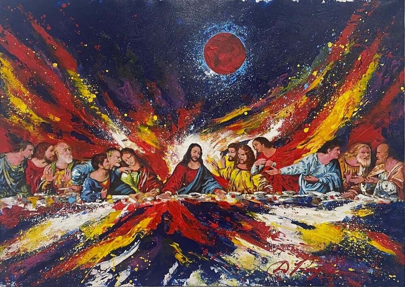 Dominic Pangborn Eye in the Sky The Eternal Last Supper Signed Unique Acrylic