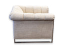 Pair of Baughman Probber Style White Cube Club Chairs Chrome Legs Mid Century