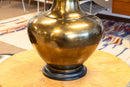 Pair of Large Bronze Mid Century Modern Table Lamps with White Pleated Shades
