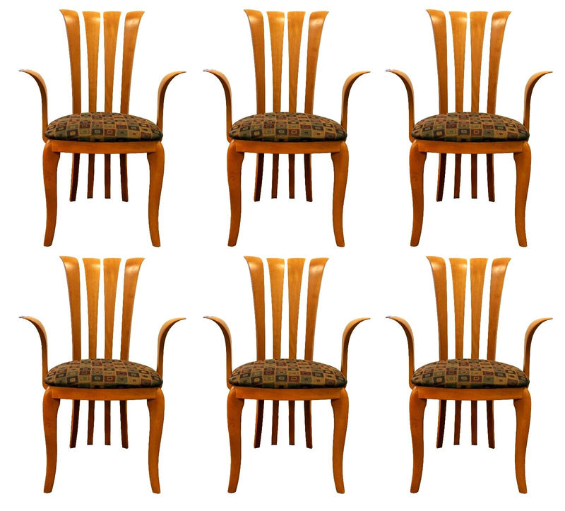 A Sibau Set of 6 Post Modern Vintage Italian Dining Chairs Made in Italy