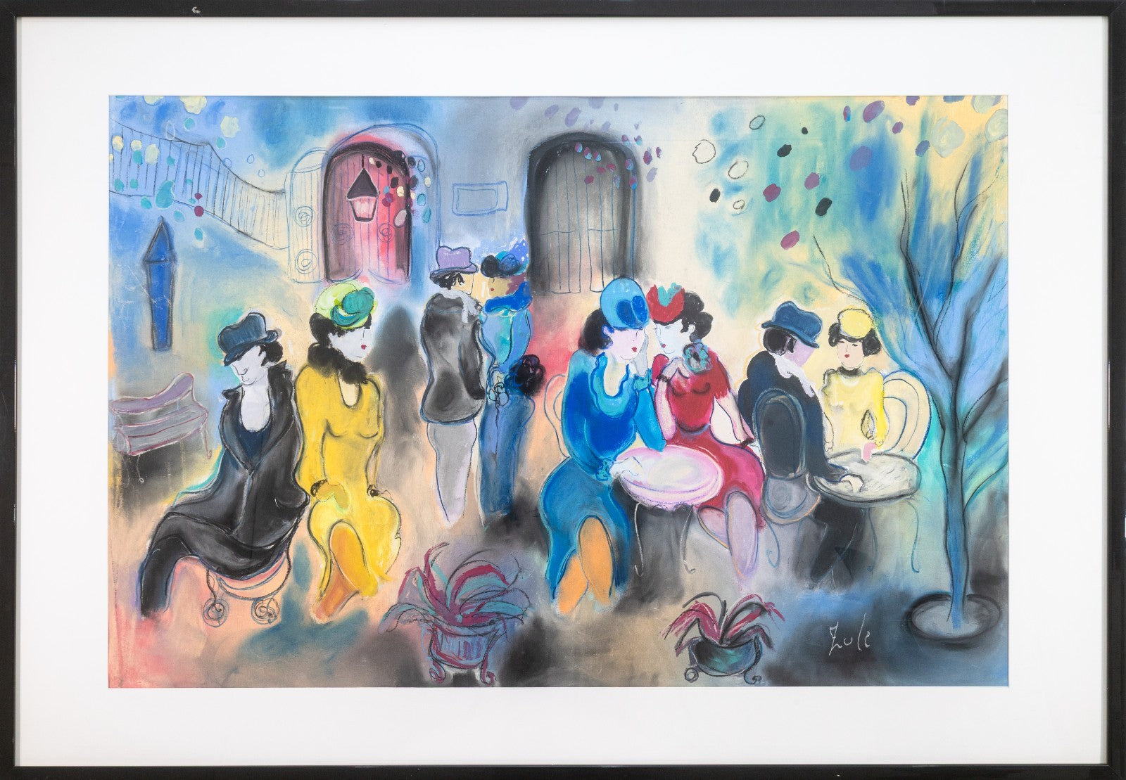 Zule Moskowitz Signed Post-Impressionist Figurative Pastel on
