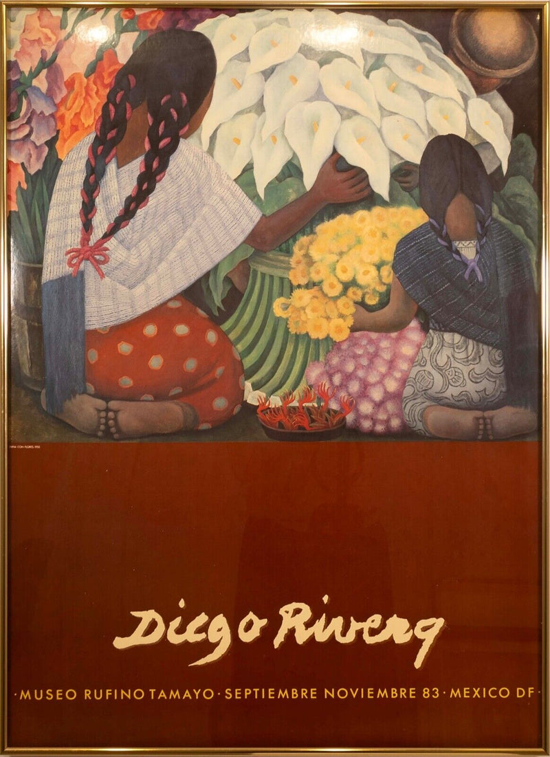 Diego Rivera Museo Rufino Tamayo Mexico Vintage Exhibition Poster Framed 1983