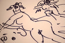 Reuben Nakian Untitled Signed Modern Figurative Felt-Tip Pen Drawing on Paper UF