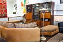Michael Taylor Attributed Contemporary Modern Travertine and Metal Floor Lamp