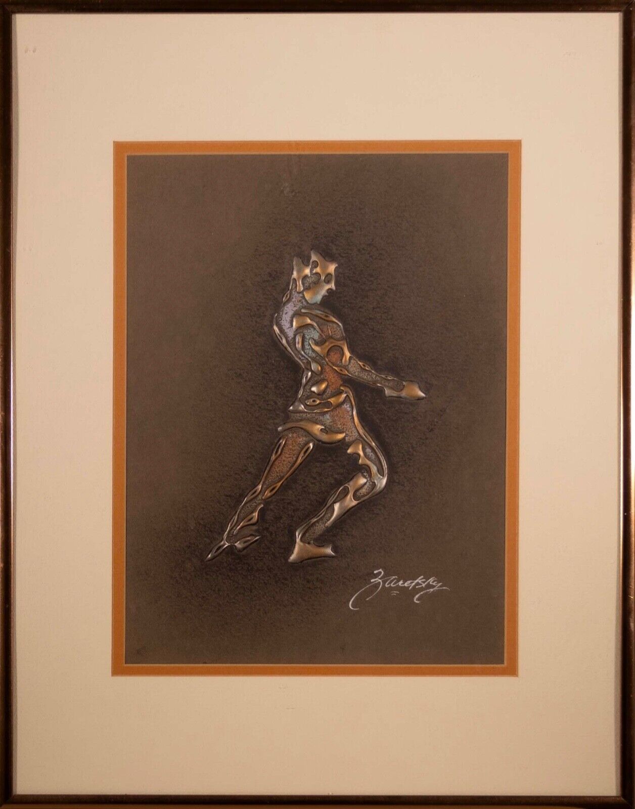 Joel Zaretsky Signed Contemporary Modernist Figurative Mixed Media