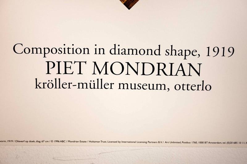 Piet Mondrian Composition in Diamond Shape, 1919 Lithographic Exhibition Poster