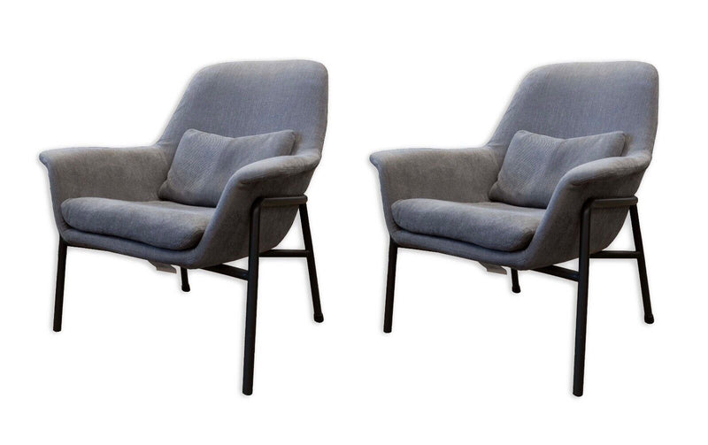 Camerich Pair Noble Grey Lounge Armchairs Vintage MCM Style Contemporary Modern