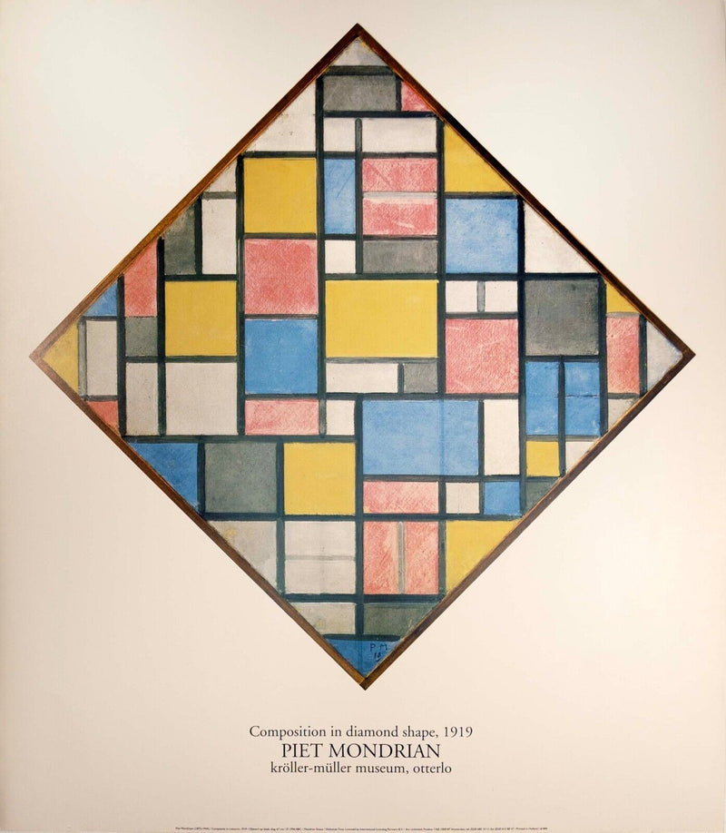 Piet Mondrian Composition in Diamond Shape, 1919 Lithographic Exhibition Poster