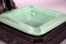 Art Deco Sitting Dogs Figurine Metal Sculpture with Vintage Jadeite Bowl 1930s