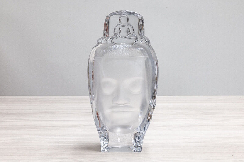 Roy Adzak for Daum Buddha Signed Contemporary French Crystal Figural Bust Statue