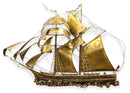 Paul D. Wellington Signed Sailboat Modern Brutalist Brass Wall Sculpture 1970s