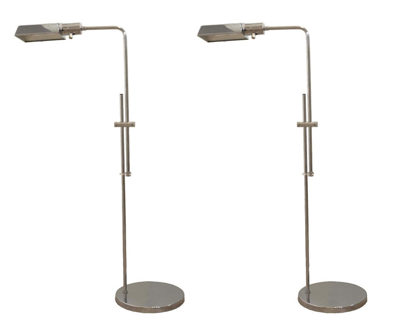 Nessen Pair of Adjustable Chrome Floor Reading Lamps Vintage Mid Century Modern