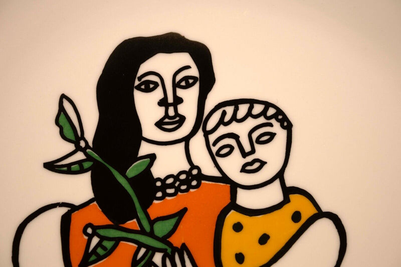 Fernard Leger Mother and Child Stamped Porcelain Plate for Musee F. Leger 1970s