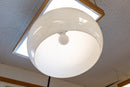 1970s Italian White Acrylic Shade Chrome Frame and Marble Base Arc Floor Lamp