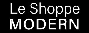 Le Shoppe Modern Logo on a black background