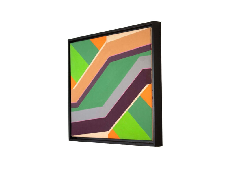 Larry Zox Signed Modernist Abstract Untitled Liquitex Acrylic Painting on Canvas