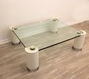 Postmodern Chrome Glass and Lacquered Legs Karl Springer Coffee Table