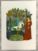 Mid Century Modern Unframed Virgo Zodiac Judith Bledsoe Hand Signed Lithograph