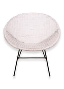 Mid Century Modern Pair of White Scoop Rattan Chairs