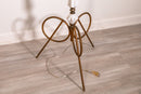 Art Deco Opaque Milk Glass and Brass Metal Floor Lamp