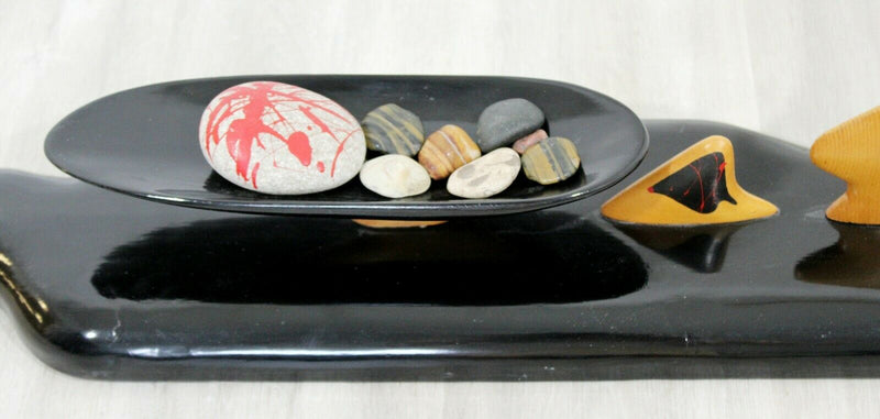 African Stone Tribute Painted Wood Figurative Table Sculpture Schellenberg