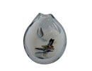 Sharon Fujimoto Modern White with Blue Swirl Design Studio Art Glass Vessel Vase