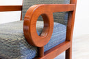 Pair of Custom Made Art Deco Style Mahogany Wood Arm Chairs