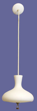 Mid Century Modern Danish White Glass Pendant Ceiling Hanging Light Fixture