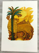 Mid Century Modern Unframed Leo Lion Judith Bledsoe Hand Signed Lithograph