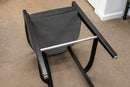 Contemporary Modern Pair of Woven Black Leather and Wood Bar Height Barstools
