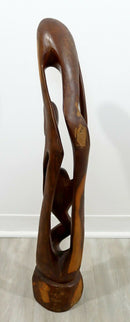 Mid Century Modern Abstract Figurative Wood Carving Floor Sculpture