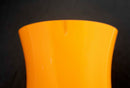 Czech Glass Orange Vase with Blue & Yellow Designs