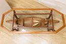 Arts & Crafts Style Custom Made Wood and Glass Boat Table