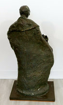 Mid Century Modern Father with Son Holding the Torah Bronze Sculpture