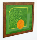Contemporary Modernist Framed Gunda Hass Signed Acrylic Painting Green Orange