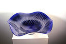 Contemporary Modern Ron Mynatt Cobalt Fluted Signed Art Glass Bowl