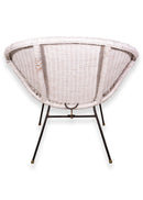 Mid Century Modern Pair of White Scoop Rattan Chairs