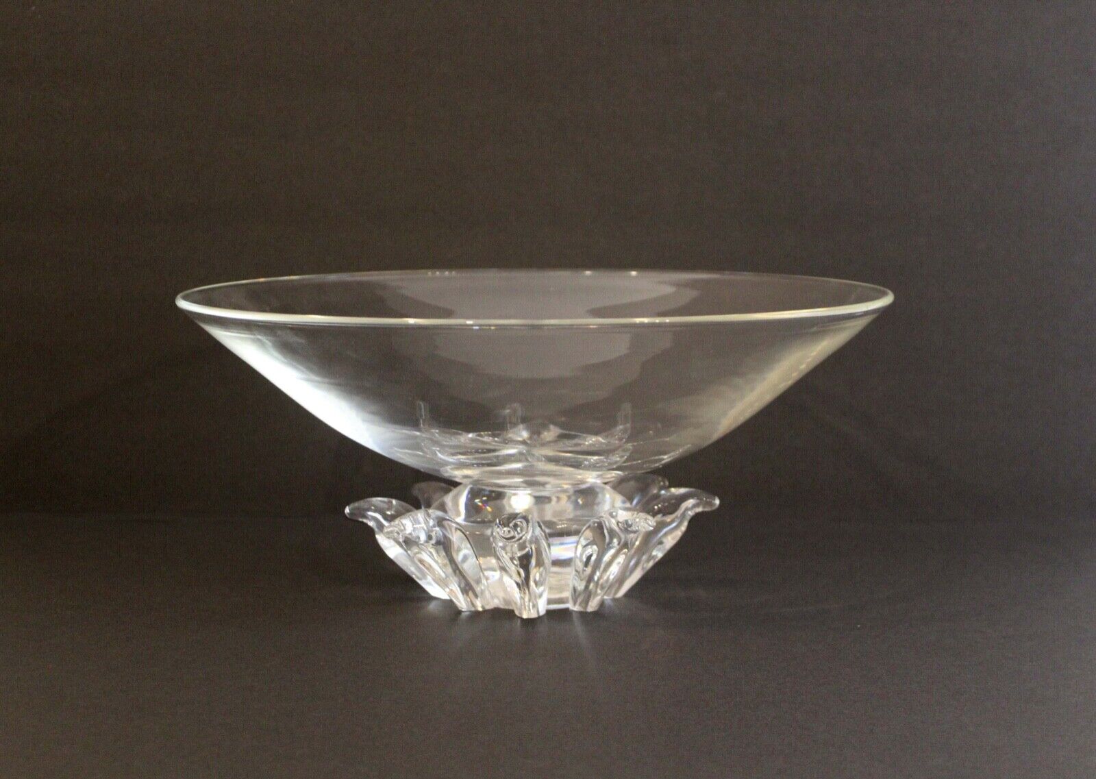 Vintage Mid Century Steuben Crystal Peony Footed Bowl by Donald Pollar