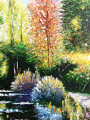 Mid Century Modern Unframed Giverny Signed Claude Cambour Serigraph on Canvas