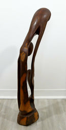Mid Century Modern Abstract Figurative Wood Carving Floor Sculpture