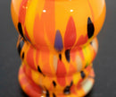 Czech Glass Orange Vase with Blue & Yellow Designs