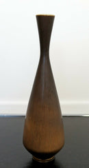 Mid Century Modern Ceramic Slim Vase Signed Berndt Friberg Gray Hare Glaze 1960s