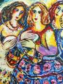 Modern Unframed 3 Women Musicians Zamy Steynovitz Signed Seriolithograph Canvas