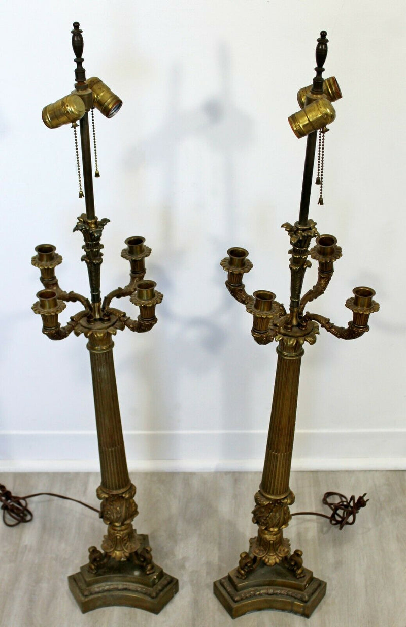 Art Deco Neoclassical Pair of William Kessler Bronze Table Lamps 1930s