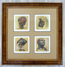 Mid Century Modern Rico Tomaso Framed Signed Lithograph of Natives 63/350