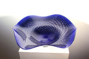 Contemporary Modern Ron Mynatt Cobalt Fluted Signed Art Glass Bowl