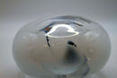 Sharon Fujimoto Modern White with Blue Swirl Design Studio Art Glass Vessel Vase