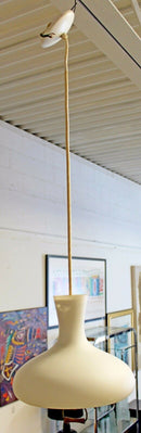 Mid Century Modern Danish White Glass Pendant Ceiling Hanging Light Fixture