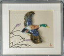 Asian Bird in Flight with Semi Precious Stones Wall Sculpture
